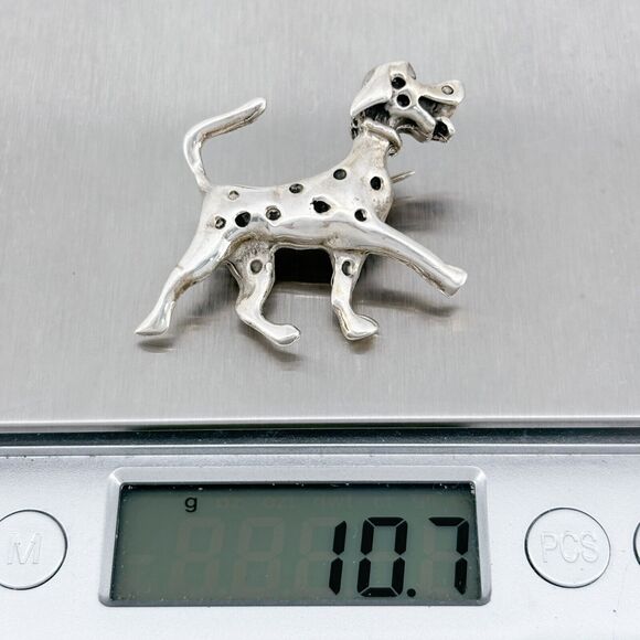 Vintage Sterling Silver 925 Dalmatian Dog Pin Brooch - Picture 8 of 8